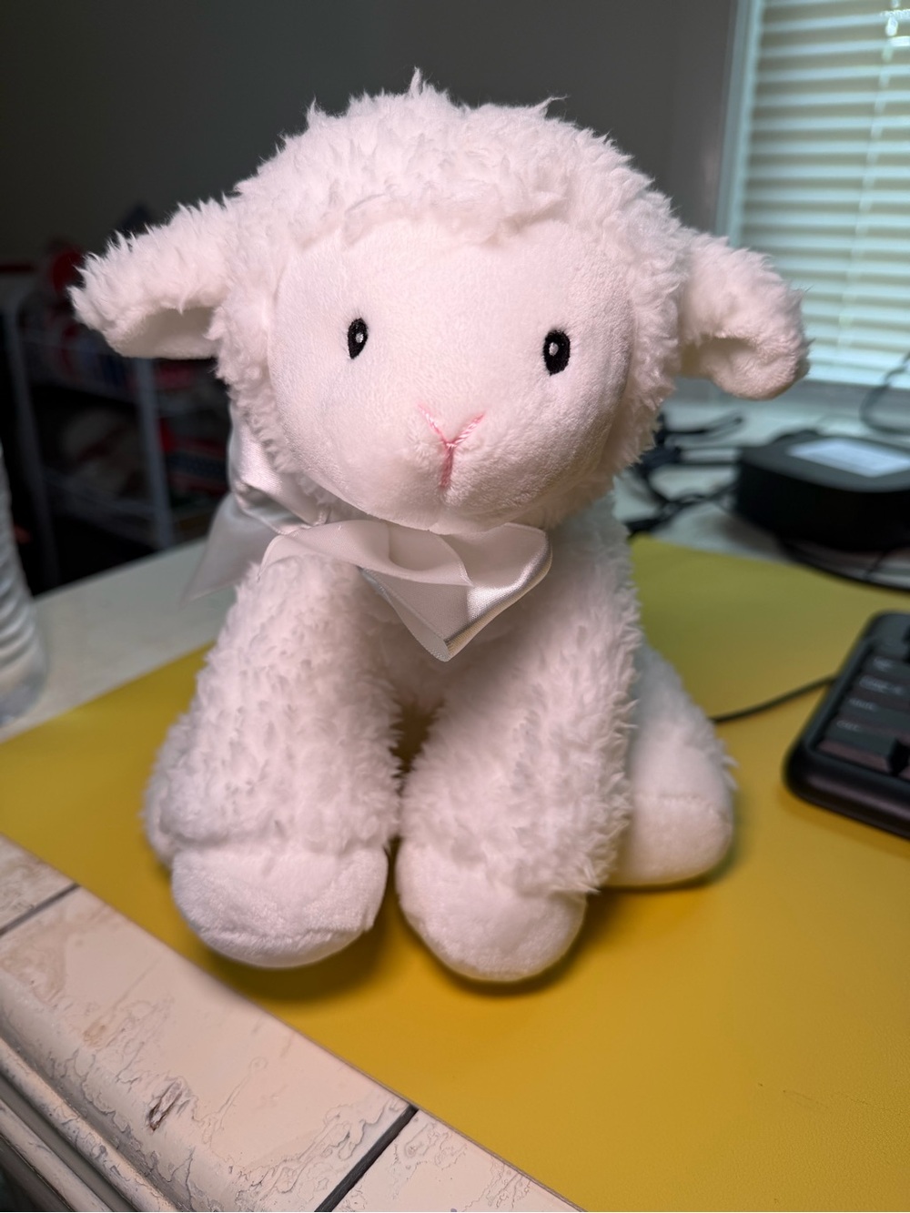 Gund White Plush Lamb with Satin Bow